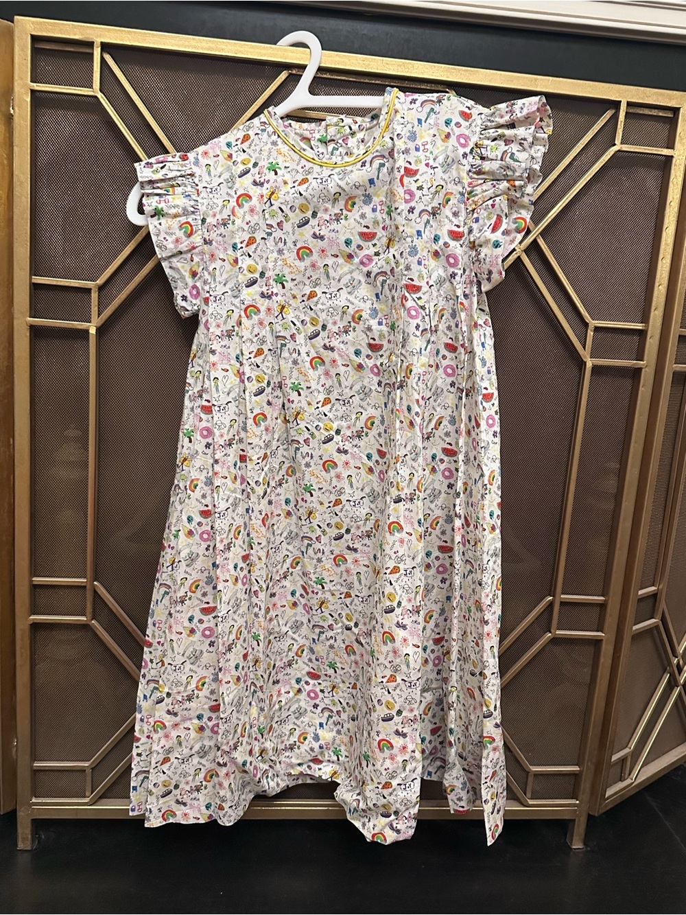 Doodles Print Flutter Sleeve Dress (possibly Frances Rose or custom) size 6 girl